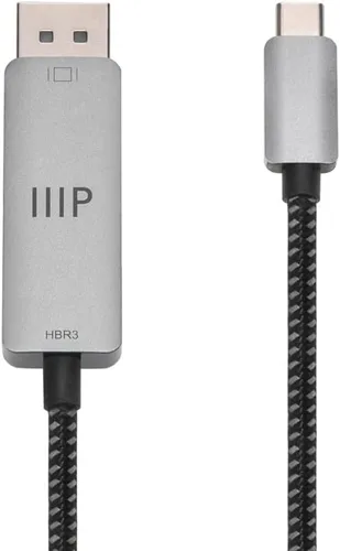 Miniatura 5 de Monoprice Cable USB-C a DP - 8K a 60Hz, HDR10+, alimentado por bus, profundidad de color de 48 bits, carcasa de aluminio premium, 6 pies, gris