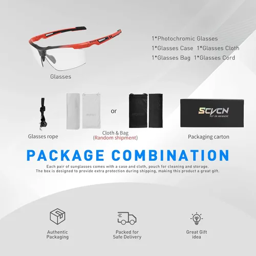 Miniatura 4 de SCVCN Gafas de sol deportivas fotocromáticas para ciclismo, gafas transparentes para hombres y mujeres, protección UV400, MTB BMX, pesca, correr