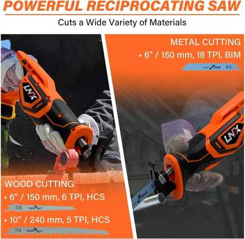 Miniatura 5 de Sierra recíproca inalámbrica para batería DEWALT 20V MAX, sierra eléctrica sin escobillas con 4 hojas, velocidad variable 0-2800 SPM, cambio de hoja