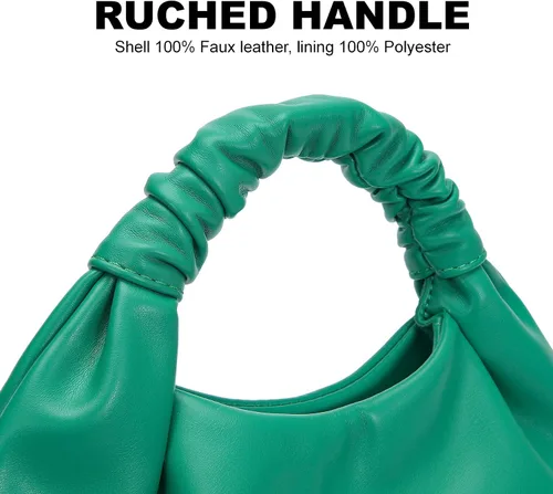 Miniatura 6 de Elegante bolso de mano con asa superior para mujer, pequeño bolso de mano fruncido de piel sintética suave