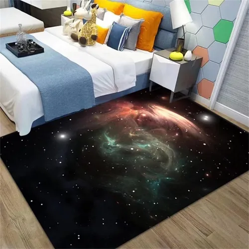 Miniatura 21 de Alfombra de espacio exterior para habitación de niños, 3 x 5 pies, alfombra Galaxy para dormitorio de niños, suave, antideslizante, sistema solar