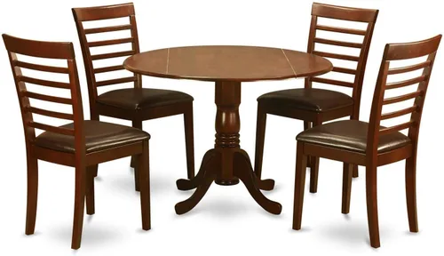 Miniatura 7 de East West Furniture DLML3-MAH-C - Juego de comedor de 3 piezas que contiene una mesa de comedor redonda con gotas y 2 sillas tapizadas de tela