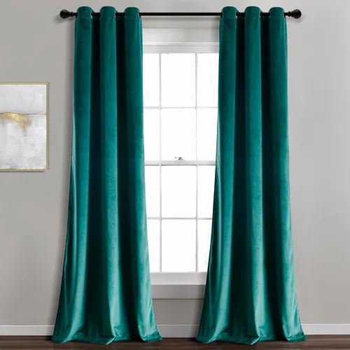 Miniatura 10 de Lush Decor Prima Velvet Sólido - Par de paneles de cortinas para ventana con ojales de filtrado de luz, 95" L x 38" A, Negro