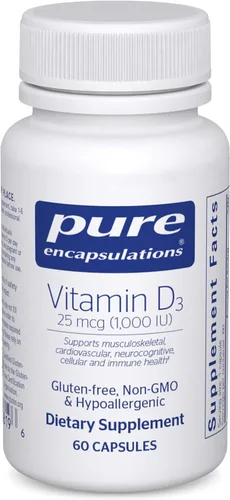 Miniatura 8 de Pure Encapsulations Vitamina D3 25 mcg (1,000 UI) - Suplemento para apoyar la salud ósea, articulación, mama, corazón, colon e inmune - con vitamina