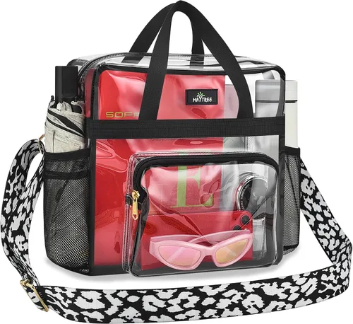 Miniatura 37 de MAY TREE Bolsa transparente para eventos en estadios de 12 x 6 x 12 pulgadas, bolsa de almuerzo transparente con correas reforzadas para trabajo