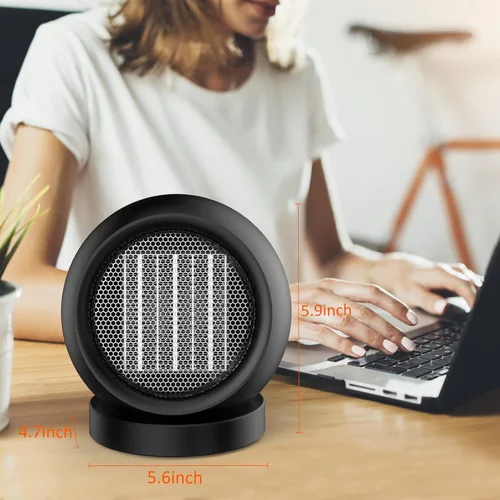 Miniatura 6 de Calentador de escritorio, calentadores de espacio pequeño para uso en interiores, calentador de escritorio seguro y silencioso para dormitorio, Negro