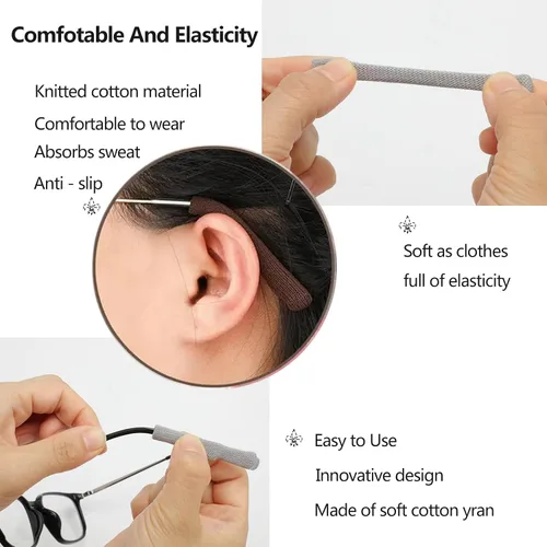Miniatura 3 de KAJUDA 4 pares de pinzas para las orejas, almohadillas de algodón de punto suave, almohadillas de oreja, puntas de las patillas de las gafas