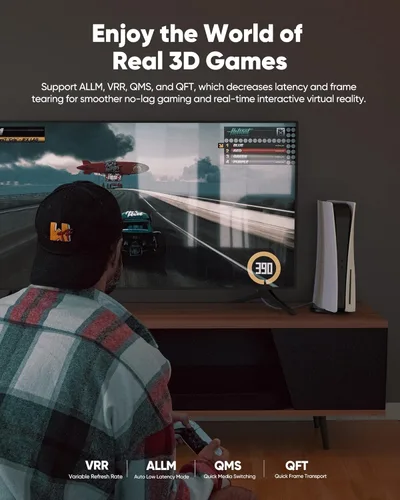 Miniatura 4 de Highwings - Cable HDMI de 8K a 60 Hz, 10 pies / 3 metros, 48 Gbps, cable HDMI de nailon trenzado de ultra-alta velocidad, 4K a 120 Hz, 144 Hz, RTX