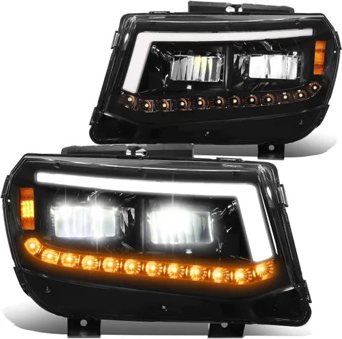 Miniatura 10 de DNA MOTORING HL-HAY-020-CH Par de faros de halo completos con señal de giro secuencial LED, medio anillo, compatible con modelos 08-14 Dodge