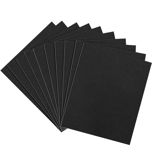 Miniatura 40 de Papel de lija de grano 120, hojas de lijado en seco y húmedo de 9 x 3.6 pulgadas para acabado de muebles de madera, lijado de metal y pulido