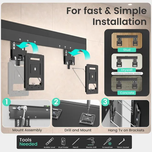 Miniatura 7 de ynVISION.DESIGN - Soporte de pared para TV ultra delgado para la mayoría de televisores de 32 a 65 pulgadas, compatible con televisores de marco