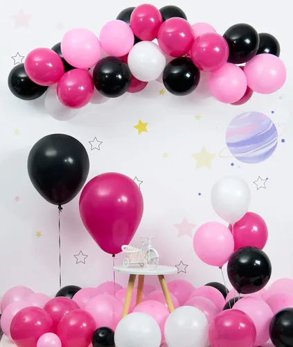 Miniatura 3 de Ponamfo Globos de látex negros para fiesta, 100 globos de 18 + 12 + 10 + 5 pulgadas, kit de arco de globos como globos de fiesta de cumpleaños