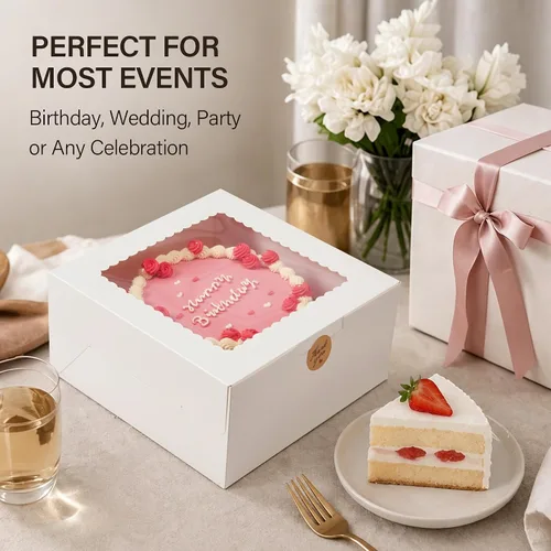 Miniatura 6 de Kootek 15 cajas para tartas, caja de pastel de 10 x 10 x 5 pulgadas con ventana, cajas blancas para hornear, cajas grandes para hornear, caja