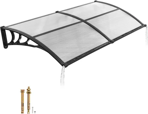 Miniatura 20 de VEVOR Toldo para puerta de entrada, toldo de puerta de ventana de 24 x 24 pulgadas con drenaje y soporte de ABS, cubierta de policarbonato