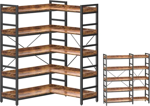 Miniatura 24 de HCHQHS - Estantería de 4 niveles, estantería industrial ajustable, estantería alta vertical, estanterías abiertas de madera y metal negro