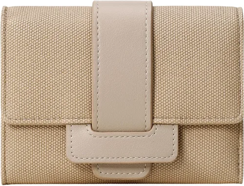 Miniatura 20 de Cartera pequeña para mujer, de piel, plegable, compacta, con bloqueo RFID, con bolsillo con cremallera para monedas, A01 Rojo Vino, Classic