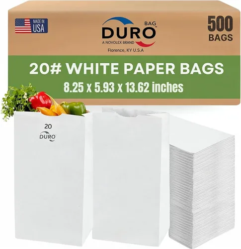 Miniatura 10 de Duro Bolsa de papel blanco de 2 libras, paquete de (500)