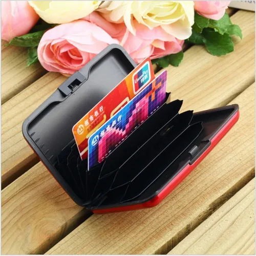 Miniatura 4 de Funda protectora de aluminio para tarjetas de crédito con bloqueo RFID para mujer, tarjetero, Azul