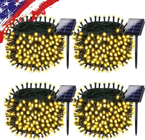 Miniatura 12 de Paquete de 200 luces solares de cadena de luces LED para exteriores, 66 pies, luces solares de Navidad para exteriores con 8 modos, IP65 impermeable