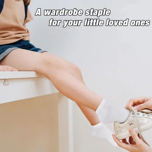 Miniatura 4 de SPTRAMLE Calcetines para niños, 25 pares de calcetines de corte bajo para niños y niñas (0 a 14 años), 25 pares de calcetines de tobillo para niños
