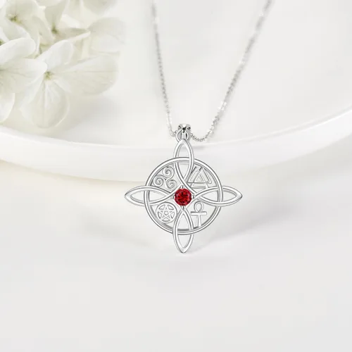 Miniatura 25 de YAFEINI Collar con dije de nudo de bruja de plata de ley, amuleto de bruja de cruz celta, regalo para mujer