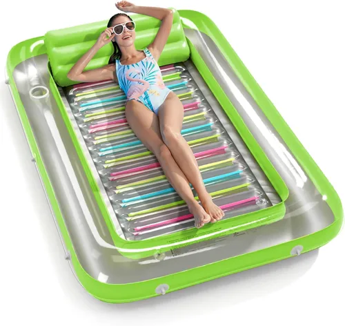 Jasonwell - Flotador inflable para piscina, 4 en 1, almohadilla de bronceado para adultos, relajarse en la piscina, flotador lleno de juguetes de