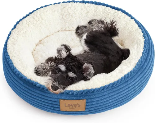 Miniatura 43 de Love's cabin Cama redonda acolchada para gatos y perros, cama para mascotas de 20 pulgadas para gatos o perros pequeños, parte inferior Violeta