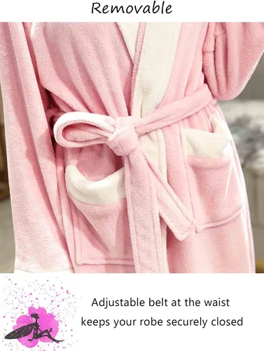 Miniatura 3 de Artfasion Batas de baño largas y suaves con capucha para mujer, ropa de dormir cálida para invierno, bata de regalo