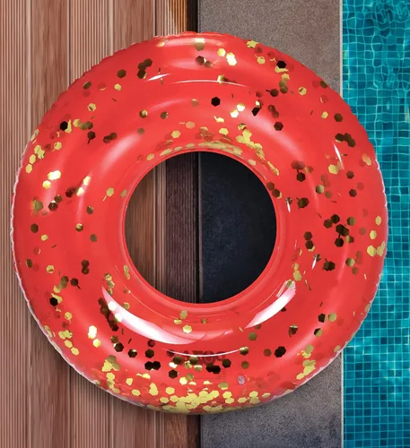 Miniatura 7 de POZA Flotador de Tubo Inflable para Piscina – Anillo de natación de confeti brillante, Tubo Inflable de Servicio Pesado Resistente a los Rayos UV