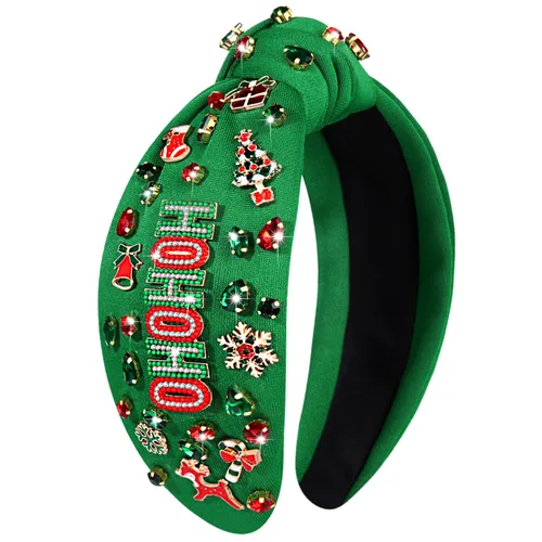 Miniatura 16 de mokkia Diadema de Navidad para Mujeres Accesorios de Navidad Lazo de Navidad Reno Copo de Nieve Diadema Rojo Verde Joyería con Perlas y Pedrería