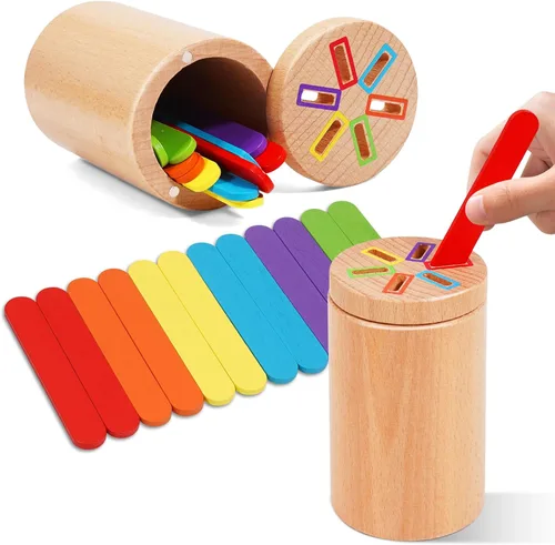 Miniatura 9 de Juguetes Montessori para niños de 1 a 3 años, juguetes de viaje para niños pequeños, juguete apilable de madera para niños de 18 meses en adelante