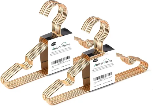 Miniatura 6 de Amber Home Paquete de 20 perchas cromadas para bebés de 12 pulgadas, perchas de metal resistente para ropa infantil para armario, ahorran espacio