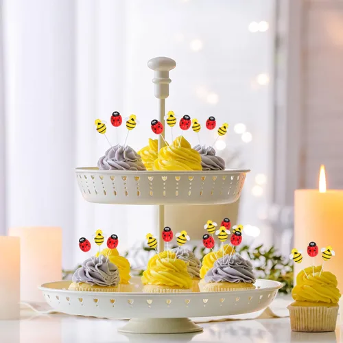 Miniatura 7 de 24 piezas de adornos para cupcakes de abejorro, figura pequeña de mariquita de resina, adornos para cupcakes de abeja, Oh Babee, decoraciones