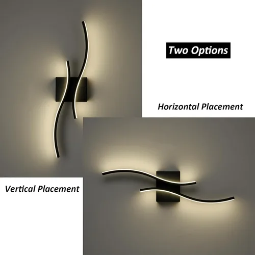 Miniatura 3 de Lámpara de pared con luz LED moderna, minimalista, industrial, de 24" en negro, para espacios pequeños, lámpara de pared con cableado para baño