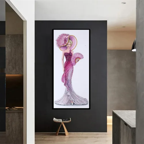 Miniatura 3 de LUSandy Kit de pintura de diamantes 5D para mujer, taladro parcial, con forma especial, diamantes de imitación de cristal, para decoración de pared