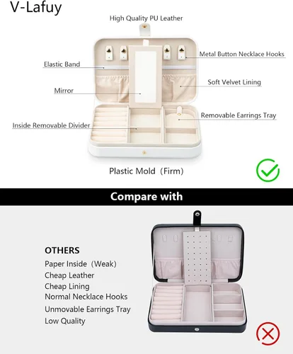 Miniatura 3 de Organizador de viaje de joyería, joyero de viaje, organizador de joyas de viaje, cajas de joyería de viaje para mujeres, joyero portátil de viaje