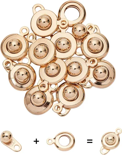Miniatura 9 de UNICRAFTALE Juego de 15 cierres de presión de acero inoxidable Gunmetal Snap Button Press Stud Cap Socket Conector de joyería para pulsera Gris