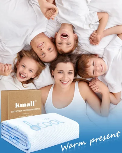 Miniatura 8 de Kmall Protector de colchón refrescante tamaño Queen, 100% impermeable y transpirable, funda de colchón de tela de aire 3D fresca, protector
