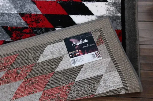 Miniatura 10 de Masada Rugs, Stephanie Collection - Alfombra de área del suroeste de nativos americanos, diseño desgastado 1106 rojo, gris, blanco y negro