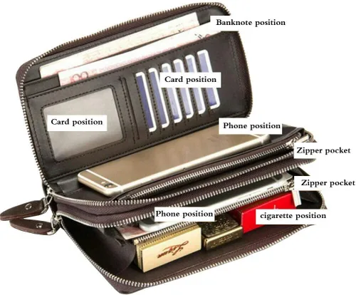 Miniatura 6 de Hebetag Cartera de cuero para hombre, organizador de muñeca