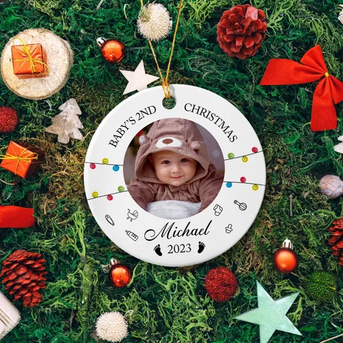 Miniatura 5 de Foto personalizada para el primer adorno de Navidad del bebé 2026, regalo de recuerdo del bebé, adornos de foto de primera Navidad para bebé