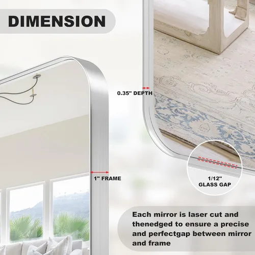 Miniatura 3 de PAIHOME Espejo de baño de níquel cepillado de 16 x 24 pulgadas para pared, espejo de baño con marco plateado de acero inoxidable 304, espejo