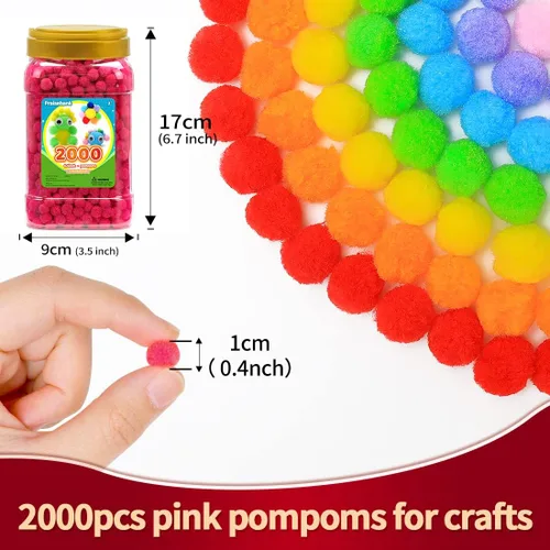 Miniatura 42 de Praisebank Pompones rojos, 90 unidades, 1.5 pulgadas, perfectos para artes y manualidades