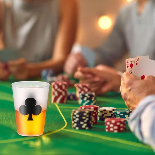 Miniatura 5 de Hoolerry 72 vasos de plástico para fiestas de casino de 9 onzas, decoración de fiesta temática de casino, póker Las Vegas, vaso de chupito, juego