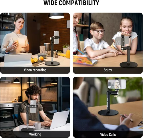 Miniatura 7 de NEEWER MT010 - Soporte de teléfono celular para escritorio, mesa de oficina ajustable, compatible con iPhone y Samsung para grabación de video