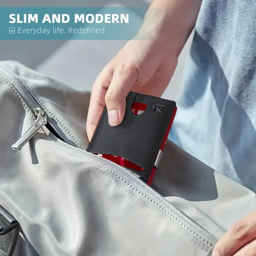 Miniatura 4 de Zitahli - Carteras delgadas con clip para dinero para hombre, tarjetero minimalista, de cuero, plegable, con bloqueo RFID, cartera de bolsillo