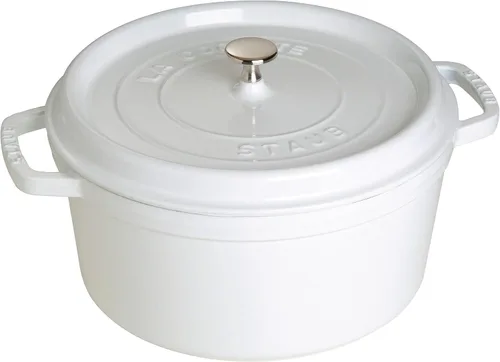 Miniatura 21 de STAUB Horno Holandés de Hierro Fundido 4 Cuartos Redondo, Fabricado en Francia, Sirve para 3-4, Blanco