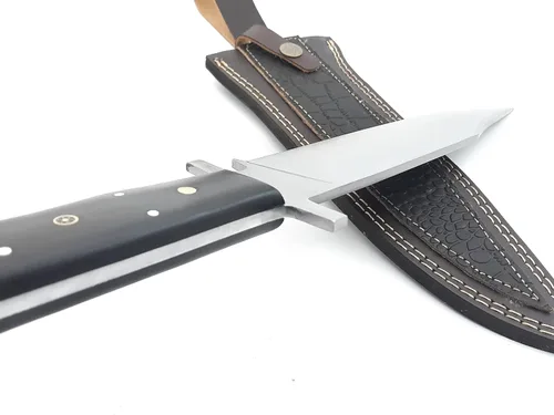 Miniatura 5 de Nooraki - Cuchillo de caza de espiga completa hecho a mano de 15 pulgadas con funda de cuero, cuchillo Bowie multiusos con mango de micarta