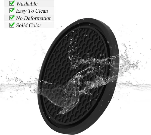Miniatura 3 de Paquete de 4 posavasos para automóvil, 2.75 pulgadas, universales, antideslizantes, portavasos para automóvil, tapete de PVC para portavasos