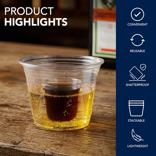 Miniatura 5 de Party Essentials Jager Blaster - Vasos de plástico suave, 3 onzas, 100 unidades, transparentes